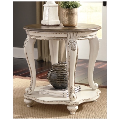 Realyn End Table, White/Brown