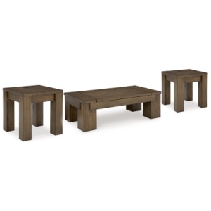 Rosswain Coffee Table with 2 End Tables, Warm Brown