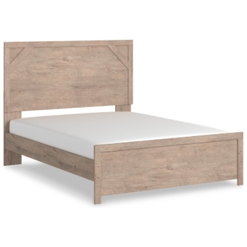 Senniberg Queen Panel Bed, Light Brown/White