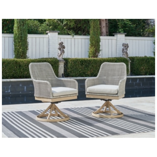 Seton Creek Outdoor Swivel Dining Chair (Set of 2), Gray