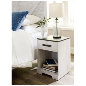 Shawburn 20" 1 Drawer Nightstand, Whitewash/Charcoal Gray