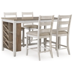 Skempton Counter Height Dining Table and 4 Barstools, White/Light Brown