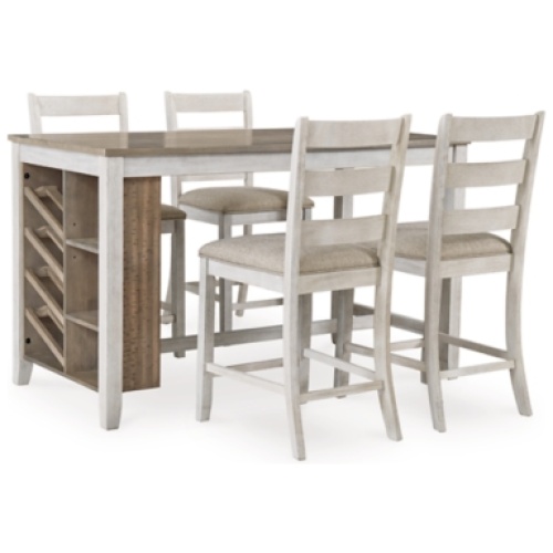 Skempton Counter Height Dining Table and 4 Barstools, White/Light Brown