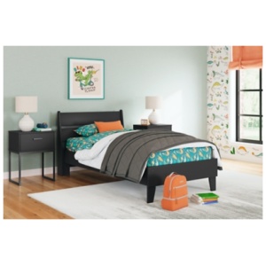 Socalle Twin Panel Platform Bed, Black
