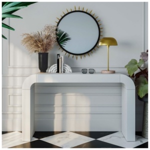 TOV Hump Black Console Table, White