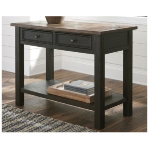 Tyler Creek 2 Drawer Sofa/Console Table, Grayish Brown/Black