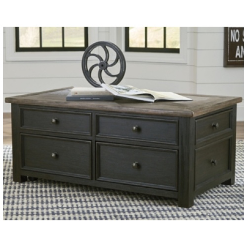 Tyler Creek Coffee Table with Lift Top, Grayish Brown/Black