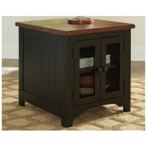 Valebeck End Table, Black/Brown