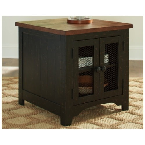 Valebeck End Table, Black/Brown