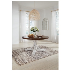 Valebeck Round Dining Table with Post and Bracket Base, Multi, Wood