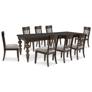 Veramond Dining Table and 8 Chairs, Dark Brown