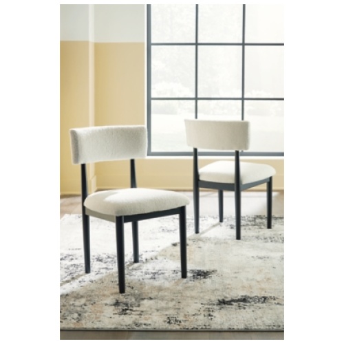 Xandrum Upholstered Dining Chair Leather, White/Black