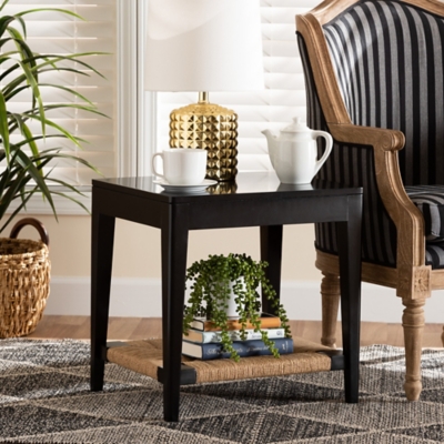 bali & pari Freya End Table, Black/Natural Brown