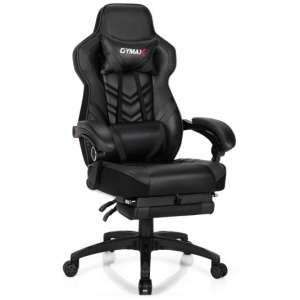 Adjustable Gaming Chair with Footrest and Lumbar Cushion for Office-Black