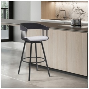 Athena Swivel Bar Stool, Light Gray/Black