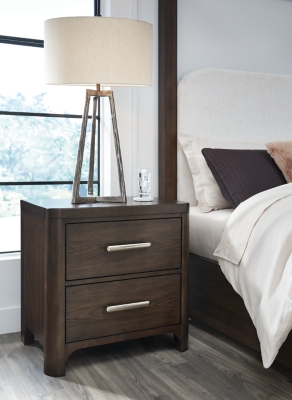 Breckington 28" 2 Drawer Charging Nightstand, Dark Brown