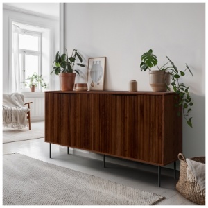 CorLiving Lysander Fluted Sideboard, Walnut