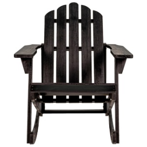 JONATHAN Y Kiawah Outdoor Adirondack Rocking Chair, Black