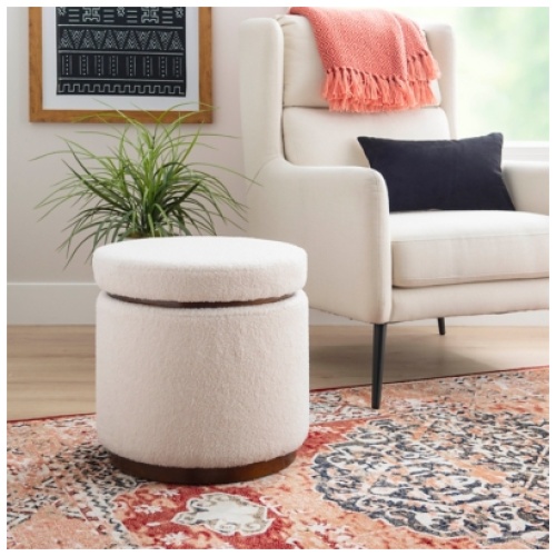 Linon Bridget Storage Ottoman, Walnut
