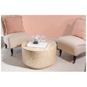 Linon Parton Capiz Mosaic Coffee Table, Gold/Ivory