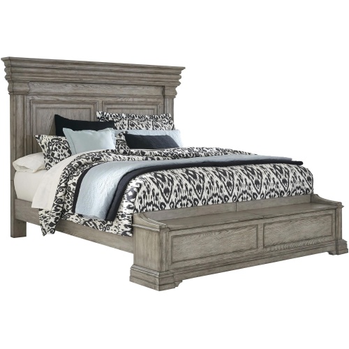 Madison Ridge King Panel Bed with Blanket Chest Footboard