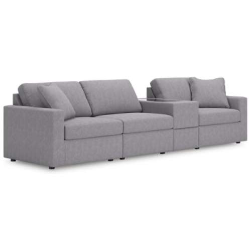 Modmax 4-Piece Modular Performance Fabric Sofa with Storage Console, Granite