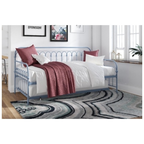 Novogratz Bright Pop Twin Daybed with Trundle Bed, Stone Blue