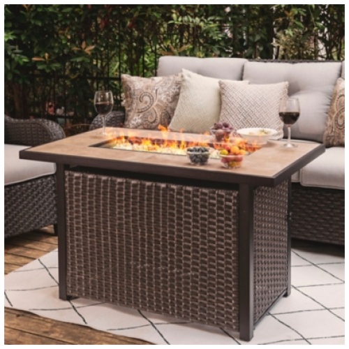 Nuu Garden Outdoor 43" Propane Fire Pit Table, Brown