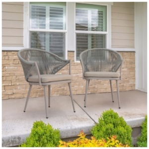 Nuu Garden Outdoor Conversation Chairs with Seat Cushion (Set of 2), Beige