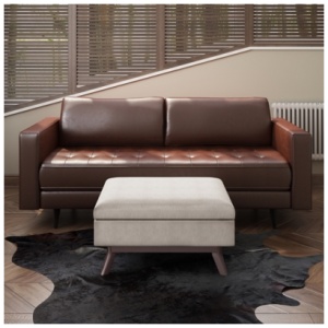 Simpli Home Owen Coffee Table Ottoman, Natural