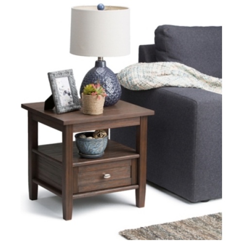 Simpli Home Warm Shaker End Table, Farmhouse Brown