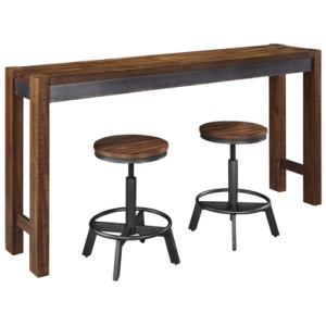 Torjin Counter Height Dining Table and 2 Barstools, Brown/Gray