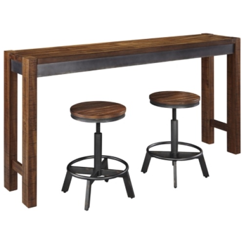 Torjin Counter Height Dining Table and 2 Barstools, Brown/Gray