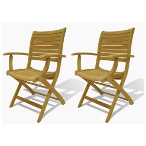 Yogya Outdoor Folding Arm Chair (2 Count) , Light Brown