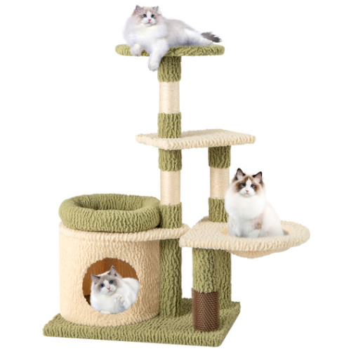 38 Inch Tall Multi-Level Aesthetic Kitten Tower with Condo and Bed-Green