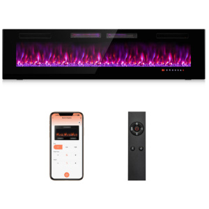 42/50/60/72 Inch Ultra-Thin Electric Fireplace with Decorative Crystals-72 inches
