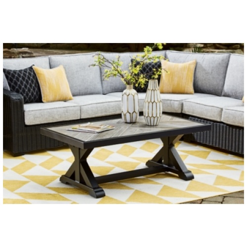 Beachcroft Outdoor Coffee Table, Black/Light Gray