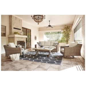 Beachcroft Outdoor Sofa and 2 Chairs with Coffee Table, Beige