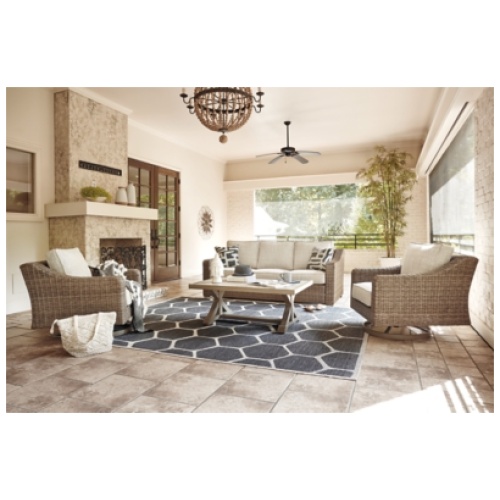 Beachcroft Outdoor Sofa and 2 Chairs with Coffee Table, Beige