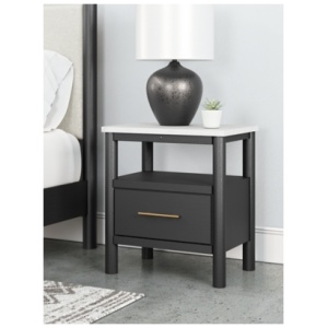 Cadmori 24" 1 Drawer Charging Nightstand, Black/White
