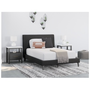 Cadmori Full Upholstered Bed with Roll Slats, Black