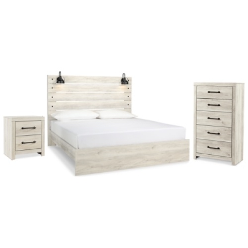 Cambeck King Panel Bed with Chest and Nightstand, Whitewash