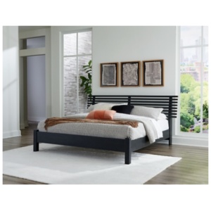Danziar King Slat Panel Bed with Post Leg Footboard, Black