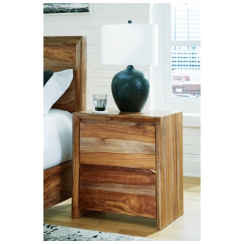 Dressoni 24" 2 Drawer Charging Nightstand, Brown