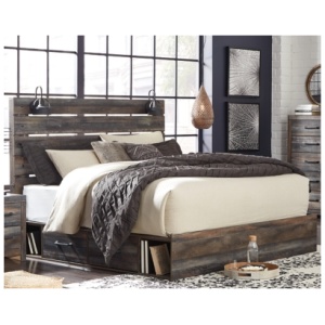 Drystan King Panel Bed with 2 Storage Drawers and 2 Cubbies, Multi