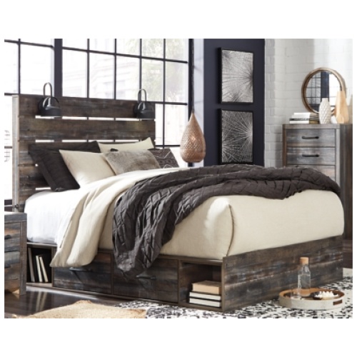 Drystan Queen Panel Bed with 2 Storage Drawers and 2 Cubbies, Multi