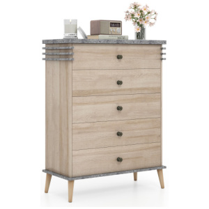 Farmhouse Chest Dresser of Drawers Tall Storage Organizer-Grey