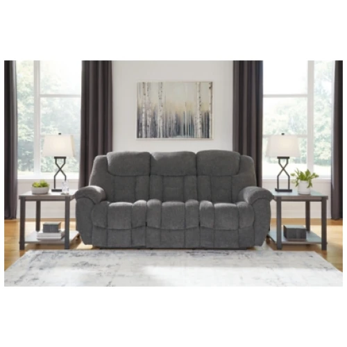 Foreside Performance Fabric Manual Reclining Sofa, Charcoal