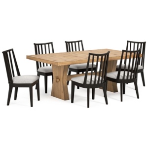 Galliden Dining Table and 6 Chairs, Light Brown