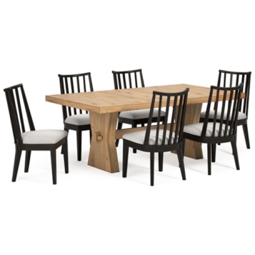 Galliden Dining Table and 6 Chairs, Light Brown
